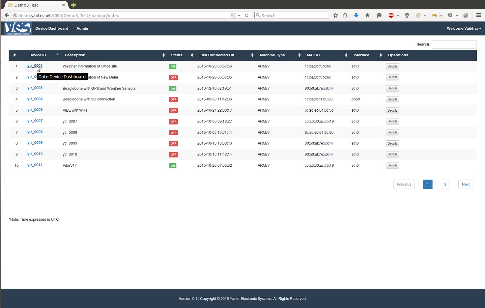 Access Individual Device Dashboard