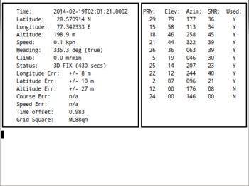 Screenshot showing cgps text output